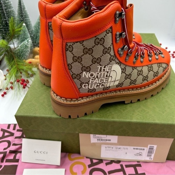 Men’s Gucci, X Northface, leather/canvas boots. Size 8, made in Italy. - Picture 7 of 9